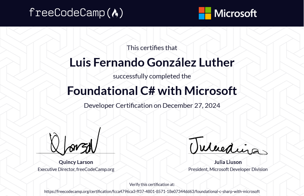 Fundamentos de C# certification
